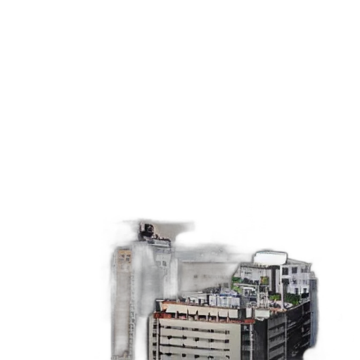 robot, building, 3d render, pixel art transparent PNG cut-out