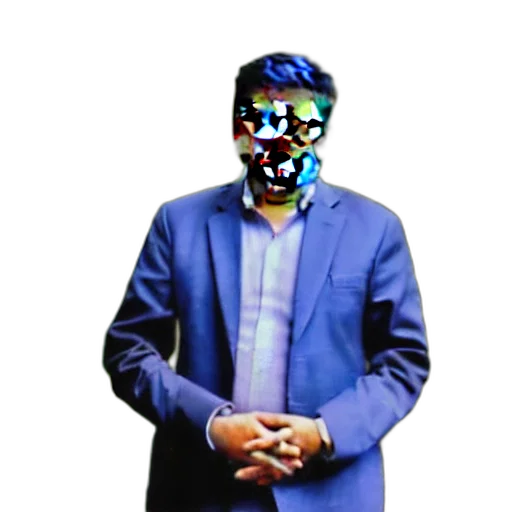 robot, mask, face, staff, vaporwave, 3d render, pixel art, cyberpunk transparent PNG cut-out