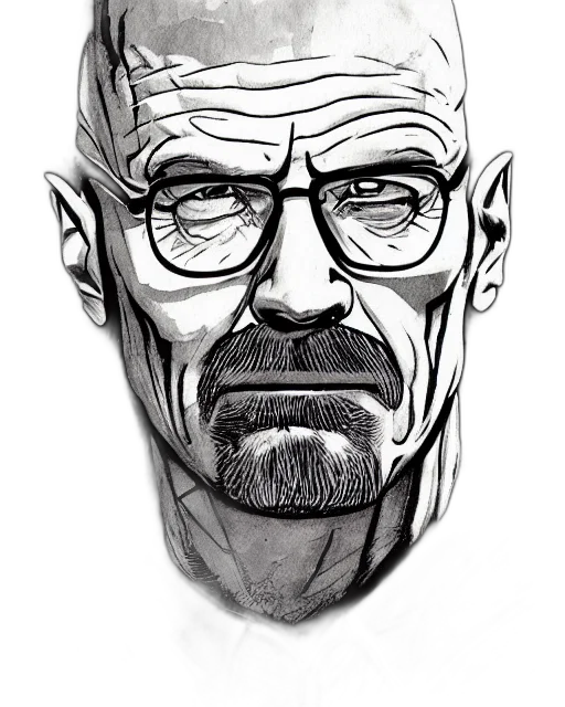 face, mask, comic book art, cartoon, photorealistic, pencil sketch, portrait, walter transparent PNG cut-out