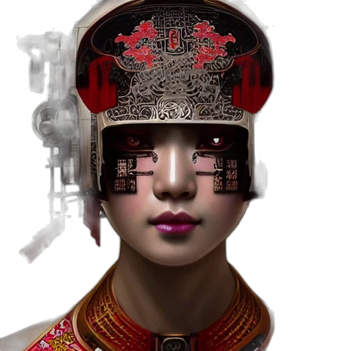 robot, face, mask, crown, cyberpunk, photorealistic, concept art, 3d render transparent PNG cut-out