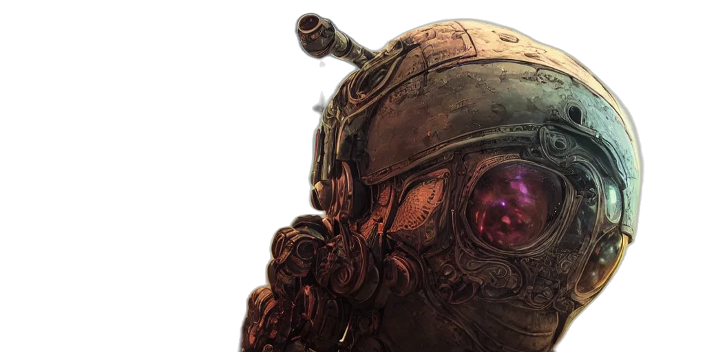 robot, mask, face, concept art transparent PNG cut-out