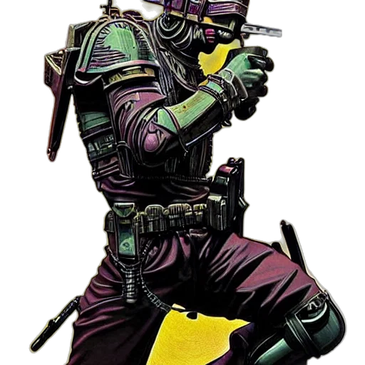 robot, weapon, staff, cyberpunk transparent PNG cut-out