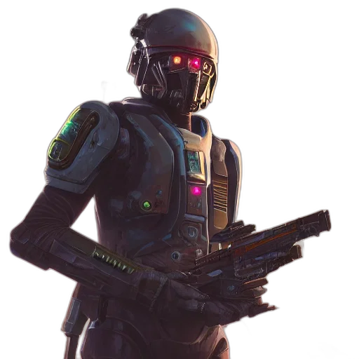robot, weapon, staff, mask transparent PNG cut-out