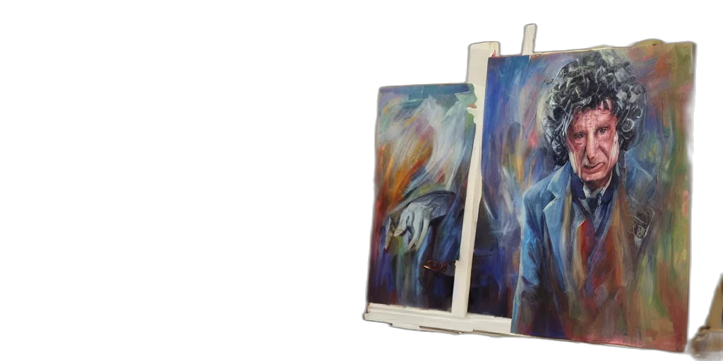 oil painting, watercolor, photorealistic, outer space, tom, baker, stands, his transparent PNG cut-out
