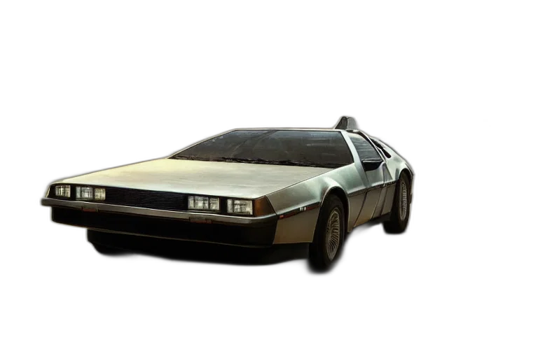 car, 3d render, concept art, photorealistic, pixel art, photograph, delorean, driving transparent PNG cut-out