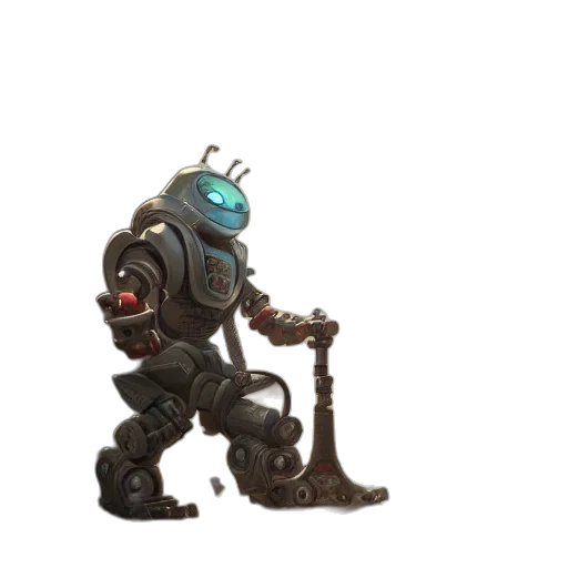 robot, staff, weapon, creature transparent PNG cut-out