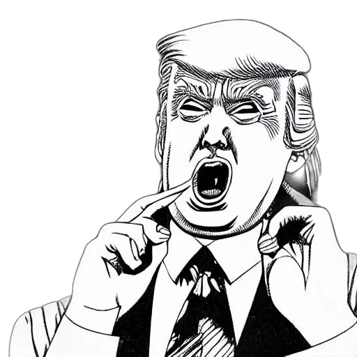 cartoon, comic book art, trump, junji transparent PNG cut-out