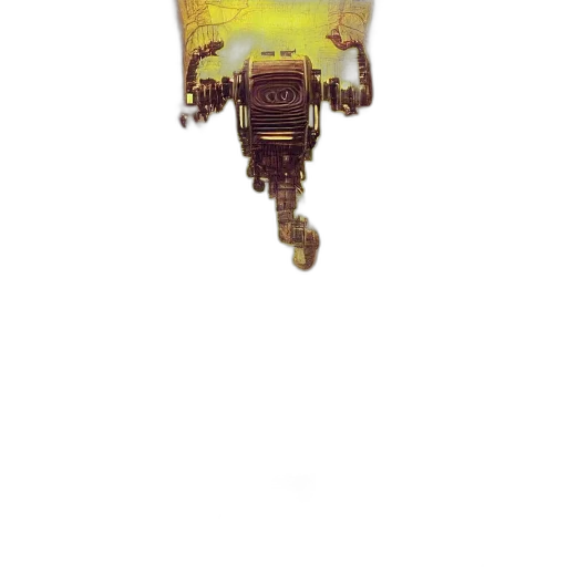 robot, bottle, crown, staff transparent PNG cut-out