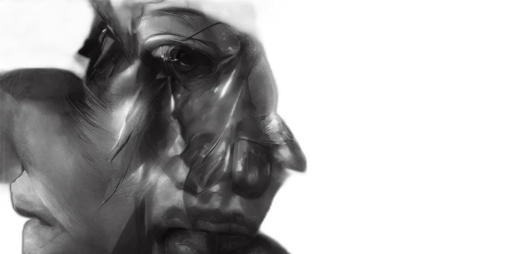 face, mask, robot, creature, photorealistic, concept art, comic book art, pencil sketch transparent PNG cut-out
