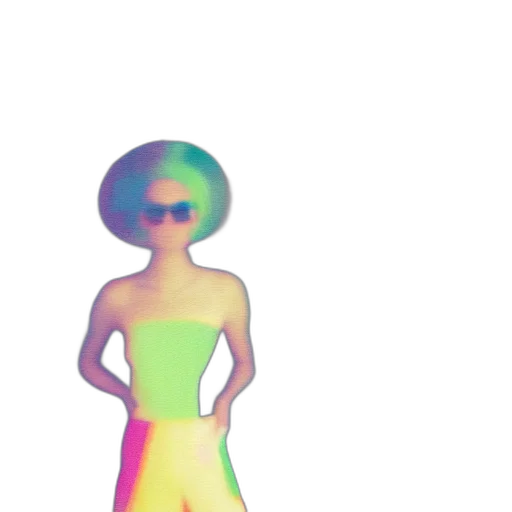 dress, robot, hair, hat, vaporwave, 3d render, concept art, pixel art transparent PNG cut-out