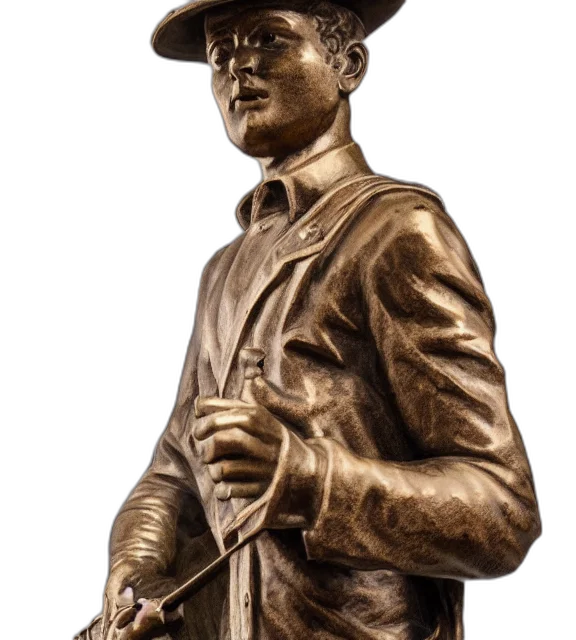 staff, hat, jacket, photorealistic, photo, medium, shot, bronze transparent PNG cut-out