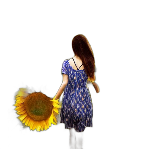 dress, flower, umbrella, staff, 3d render, photorealistic, concept art, fantasy art transparent PNG cut-out