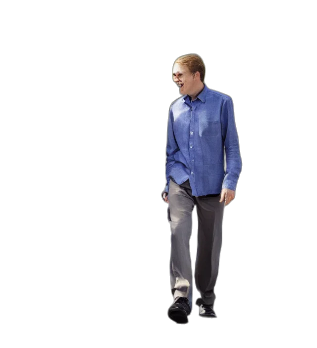 jacket, staff, robot, 3d render, concept art, walking, talking, computer transparent PNG cut-out