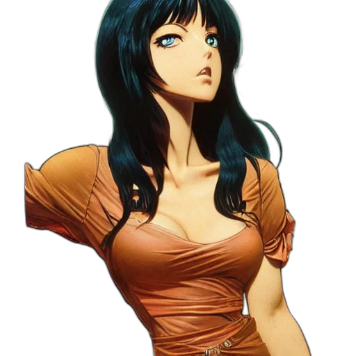 dress, face, comic book art, anime transparent PNG cut-out