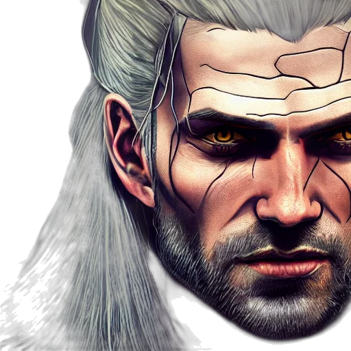 face, fantasy art, comic book art, concept art, photorealistic, portrait, witcher, highly transparent PNG cut-out