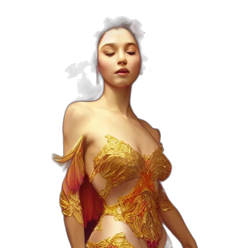dress, fantasy art, concept art, pixel art, comic book art, underwater, golden, earth tones transparent PNG cut-out
