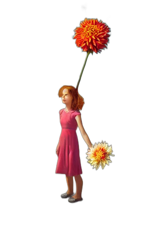 flower, staff, dress, umbrella, 3d render, concept art, photorealistic, fantasy art transparent PNG cut-out