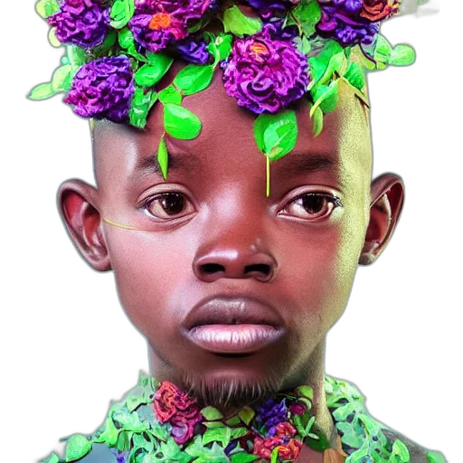 face, crown, flower, mask, photorealistic, concept art, 3d render, fantasy art transparent PNG cut-out