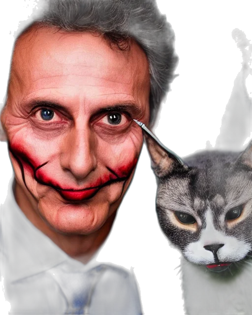 animal, photorealistic, concept art, mauricio, macri, elaborate, joker, makeup transparent PNG cut-out