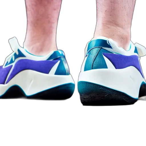 shoes, 3d render, vaporwave, photorealistic, concept art, blue, photograph, sneakers transparent PNG cut-out