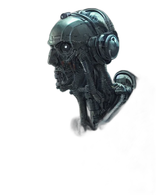 robot, mask, creature, face, concept art, cyberpunk, 3d render, comic book art transparent PNG cut-out