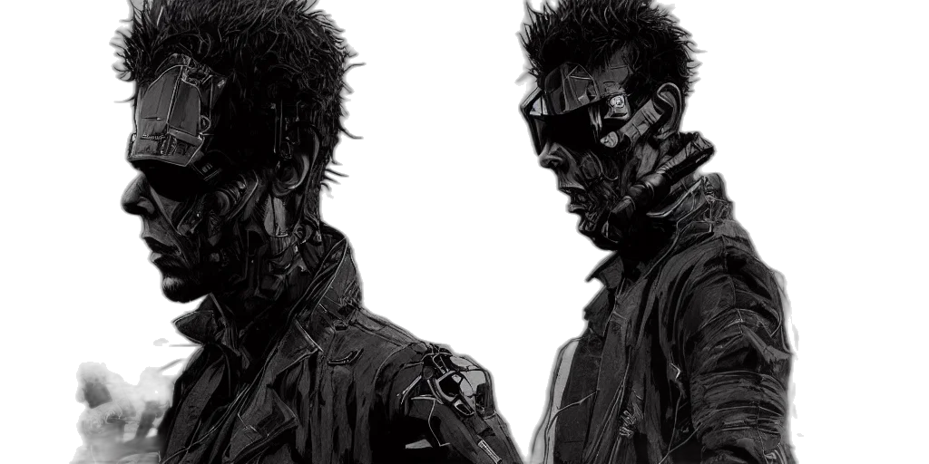 mask, comic book art, concept art, cyberpunk transparent PNG cut-out