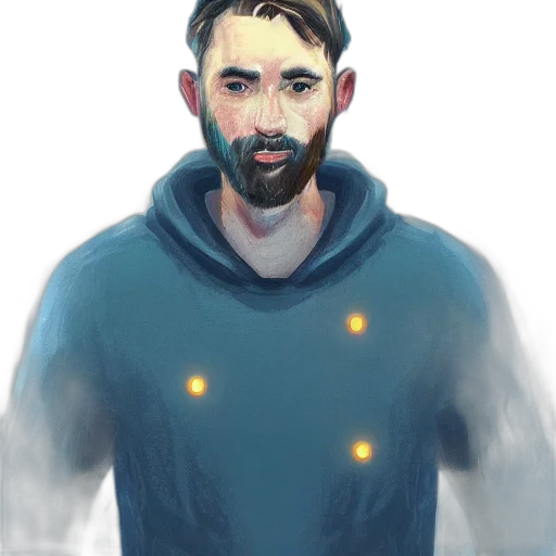 jacket, face, staff, mask, concept art, watercolor, fantasy art, photorealistic transparent PNG cut-out
