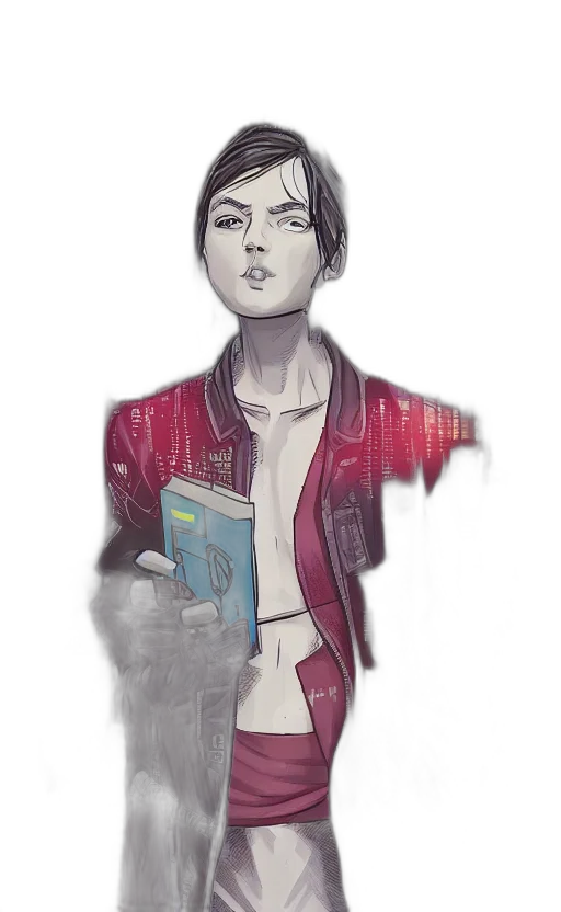 jacket, face, robot, weapon transparent PNG cut-out
