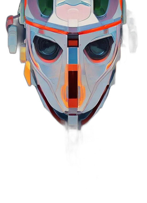 mask, robot, face, concept art, cyberpunk, comic book art, 3d render, colourful transparent PNG cut-out