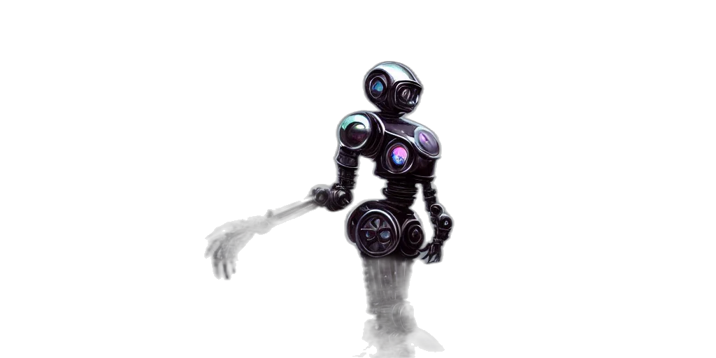 robot, staff, creature, 3d render transparent PNG cut-out