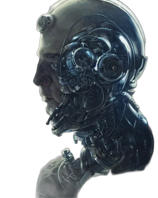 robot, face, mask, creature, cyberpunk, concept art, comic book art, 3d render transparent PNG cut-out