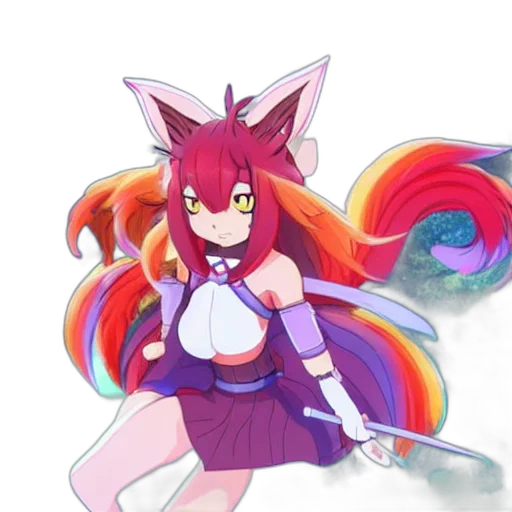 staff, anime, pixel art, concept art, fantasy art, colorful, ahri, nine transparent PNG cut-out
