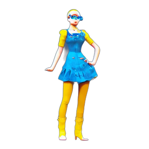 dress, 3d render, concept art, cartoon, pixel art, blue, neon, group transparent PNG cut-out