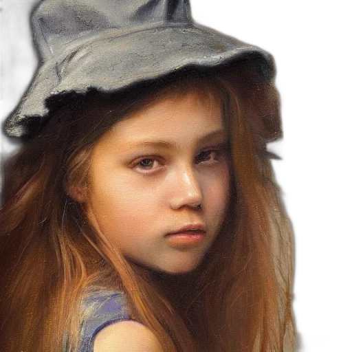 hat, face, hair, dress, photorealistic, oil painting, fantasy art, 3d render transparent PNG cut-out