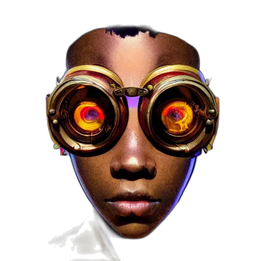 mask, face, robot, staff, concept art, 3d render, cyberpunk, photorealistic transparent PNG cut-out