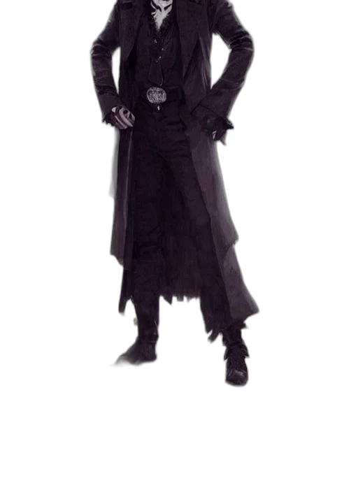 jacket, staff, mask, creature, concept art, cyberpunk, fantasy art, 3d render transparent PNG cut-out