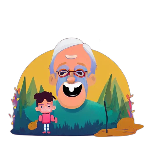 cartoon, concept art, forest, curled transparent PNG cut-out