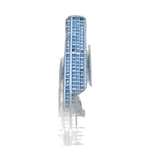 building, umbrella, 3d render, concept art, photorealistic, blue, skyscraper, made transparent PNG cut-out