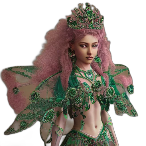 jewelry, crown, fantasy art, concept art, 3d render, photorealistic, green, princess transparent PNG cut-out