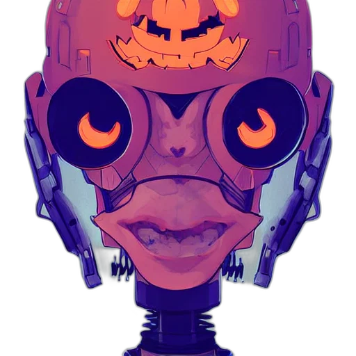 robot, mask, face, creature, cyberpunk, concept art, pixel art, 3d render transparent PNG cut-out