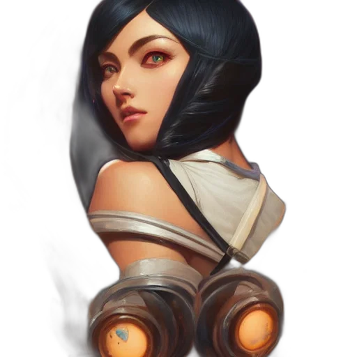 robot, face, staff, weapon, concept art, fantasy art, photorealistic, comic book art transparent PNG cut-out