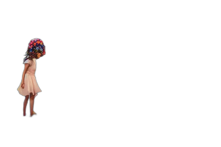 umbrella, hat, dress, staff, 3d render, pixel art, concept art, photorealistic transparent PNG cut-out