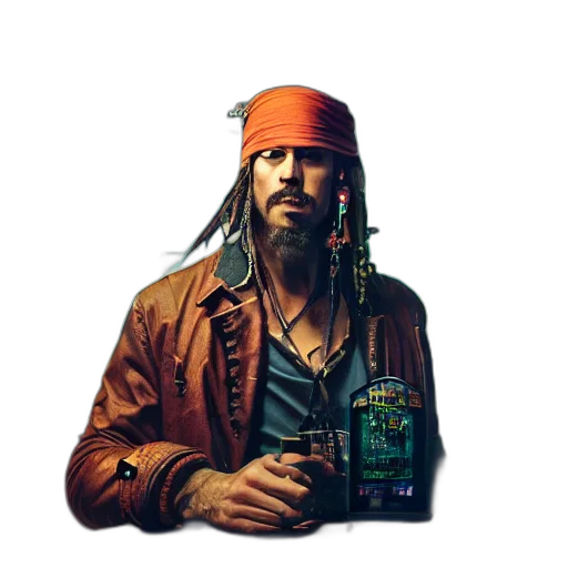 jacket, hat, weapon, staff transparent PNG cut-out