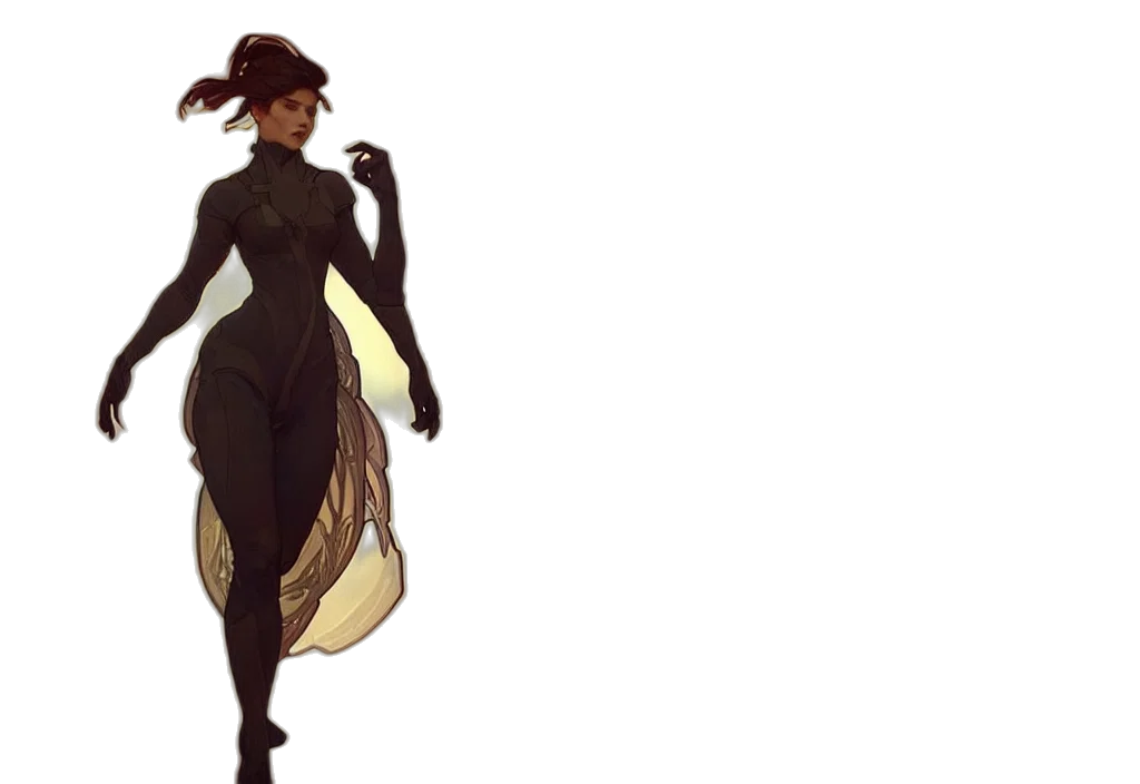dress, staff, concept art, fantasy art, pixel art, comic book art, dark, earth tones transparent PNG cut-out