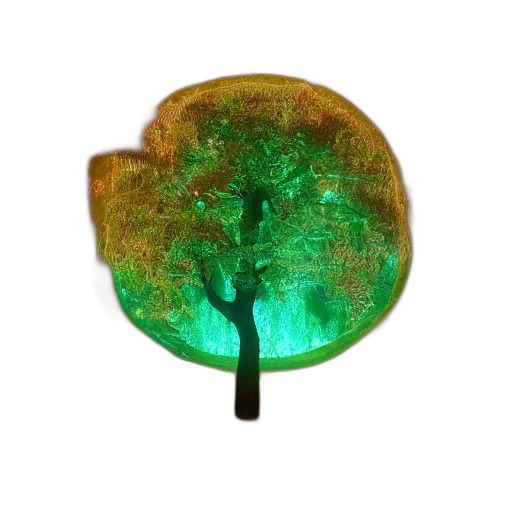 tree, jewelry, umbrella, staff, 3d render, green, life, made transparent PNG cut-out