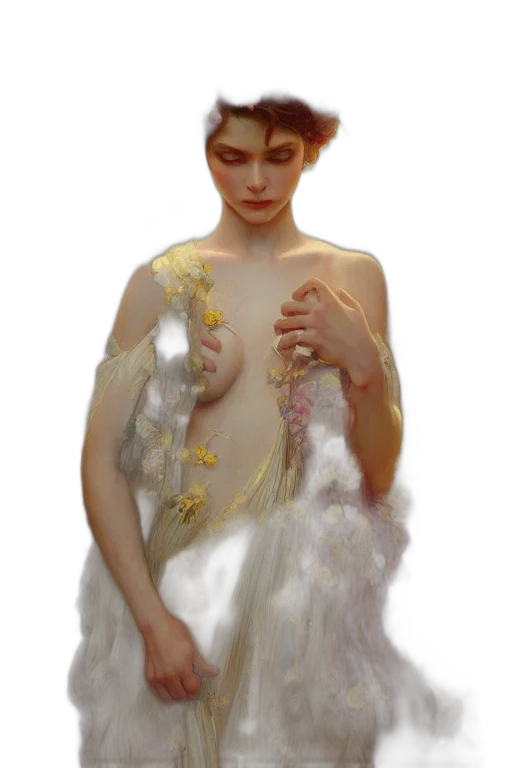 dress, jewelry, crown, oil painting, photorealistic, fantasy art, concept art, fire transparent PNG cut-out