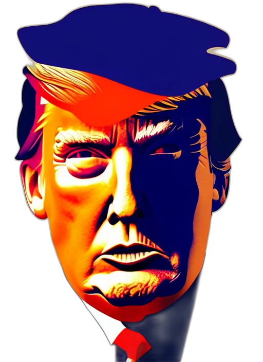 mask, face, hat, photorealistic, 3d render, vaporwave, cartoon, trump transparent PNG cut-out