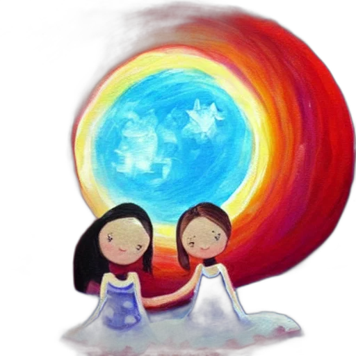 watercolor, concept art, oil painting, fantasy art, outer space, underwater, two, cute transparent PNG cut-out