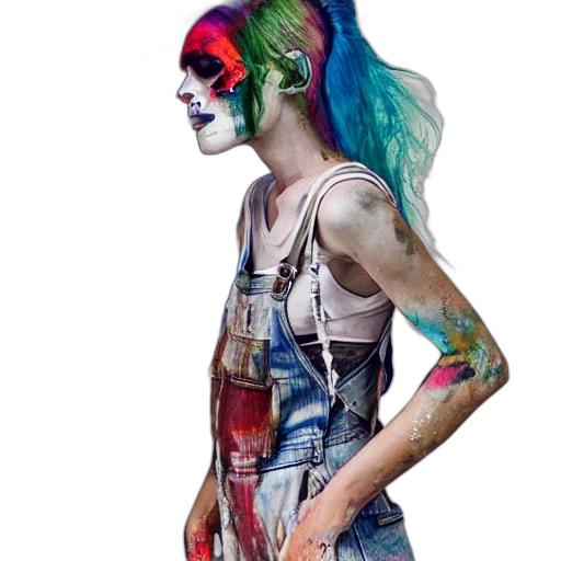dress, mask, face, cyberpunk, concept art, watercolor, photorealistic, colorful transparent PNG cut-out