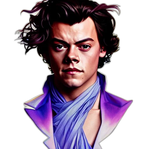 hair, jacket, flower, face, photorealistic, watercolor, cartoon, fantasy art transparent PNG cut-out